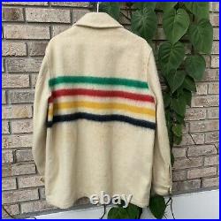 Vintage Hudson Bay Co. Laine Wool Blanket 4 Stripes Jacket Coat Canada