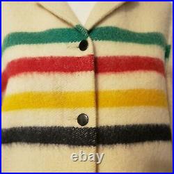 Vintage Hudson Bay Co. Laine Wool Blanket 4 Stripes Womens Jacket Coat Canada