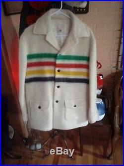 Vintage Hudson Bay Co. Wool Blanket 4 Colored Stripe Jacket Coat Women's, L