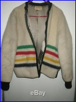Vintage Hudson Bay Co. Wool Jacket Blanket 4 Colored Stripe Womens like Pendleton