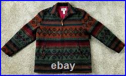 Vintage LL Bean Wool Blend Southwest Aztec Coat L/XL Tall Made in USA