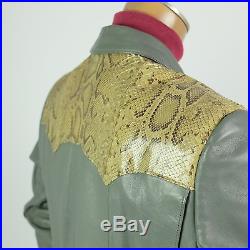 Vintage Leather Snake Skin Rattlesnake Sport Coat Gray Rockabilly Western Blazer