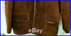 Vintage Leather Suede Sherpa Western Rancher Coat Jacket Marlboro Men's 46