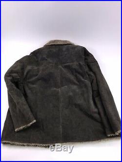 Vintage Leather Suede Sherpa Western Rancher Coat Jacket Marlboro Men's XL