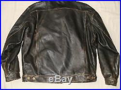 Vintage Lee Rider Levi's style dark brown trucker western leather jacket, size 44
