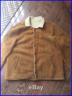 Vintage Levi Big E Suede Leather Sherpa Trucker Jacket -Cowboy Western Wear