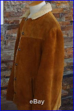 Vintage Levi Big E Suede Leather Sherpa Trucker Jacket Snap Size M Western Wear