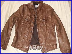 Vintage Levi's brown leather trucker/western black tab jacket, size M, 40 chest
