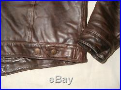 Vintage Levi's brown leather trucker western jacket, size 42, L