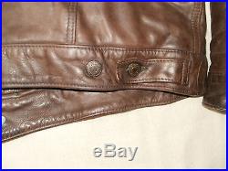 Vintage Levi's brown leather white tab western trucker jacket, size L