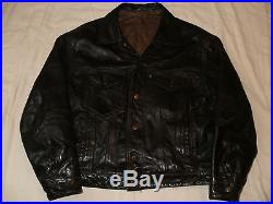 Vintage Levi's white tab dark brown leather trucker western jacket, size XL