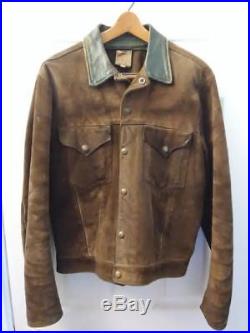 Vintage Levis 1950's Western Wear Brown Suede, Green Collar Trucker Jacket Medium