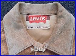 Vintage Levis Big E Suede Trucker Jacket Size M S Brown Western Cowboy LVC Coat