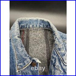 Vintage Levis Jean Jacket Blue Denim Flannel Blanket Lined Trucker Western Coat