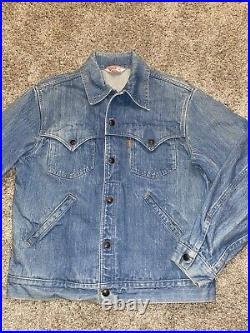 Vintage Levis Western Jacket Orange Tab Denim Coat Jean 70509 Mens Size 42