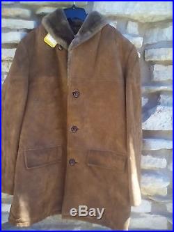 Vintage Marlboro Man RAMSKIN RANCHER Suede Faux Shearling Coat Jacket WESTERN