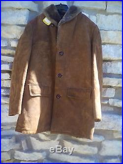 Vintage Marlboro Man RAMSKIN RANCHER Suede Faux Shearling Coat Jacket WESTERN