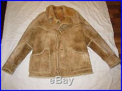 Vintage Marlboro Man Western Shearling Sheepskin Western Leather Jacket Coat 44