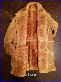 Vintage Marlboro Ranch Style Shearling Sheepskin Leather Coat Jacket sz44