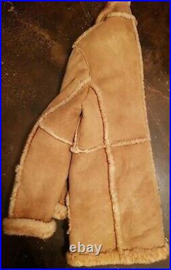 Vintage Marlboro Ranch Style Shearling Sheepskin Leather Coat Jacket sz44