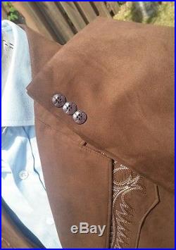 Vintage Men's 44L Mocha Rockabilly Western Microsuede Blazer Sport Coat Jacket