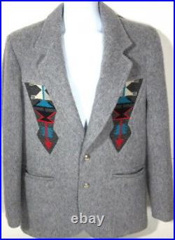 Vintage Men's Jacket 40L Coat CHIMAYO Blanket Golden PioneerWear Native American