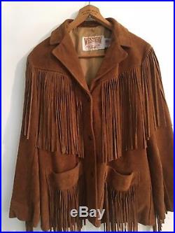 Vintage Men's Schott Western Suede Leather Fringed Jacket Size S/M