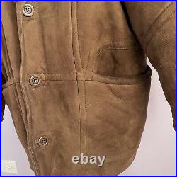 Vintage Mens 50 XL / XXL Shearling Sheepskin Coat Jacket Marlboro Man Dark Brown