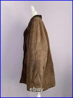 Vintage Mens 50 XL / XXL Shearling Sheepskin Coat Jacket Marlboro Man Dark Brown