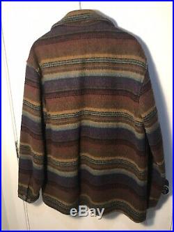 Vintage Mens WOOLRICH Striped Western Blanket Wool Button Coat Jacket LARGE L