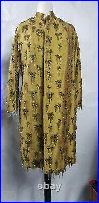 Vintage Milady Womens Coat 100% Thai Silk Hand Woven In Hong Kong Beaded Size 12
