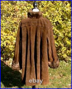 Vintage Neiman Marcus Calf Hair Swing Coat Jacket Reversible EUC XL Beaver Trim