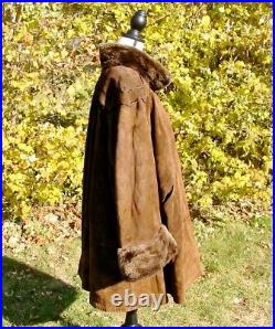 Vintage Neiman Marcus Calf Hair Swing Coat Jacket Reversible EUC XL Beaver Trim