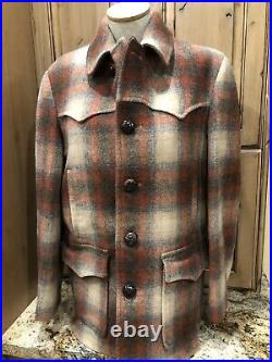 Vintage PENDLETON COAT High Grade WESTERN Wear WOOL Jacket Shadow Plaid