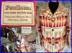 Vintage! PENDLETON HIGH GRADE Western Wear WOOL BLANKET JACKET Coat HARDING