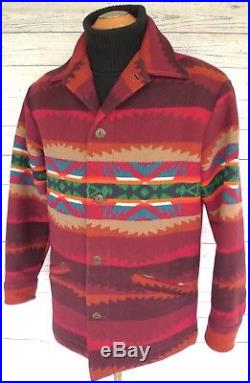 Vintage PENDLETON High GRADE WESTERN Wear WOOL BLANKET COAT NAVAJO JACKET Sz M