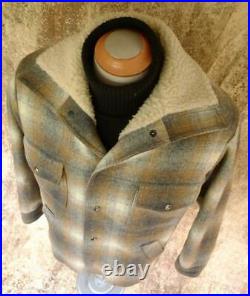 Vintage PENDLETON High Grade WESTERN WEAR SHERPA LINED WOOL BLANKET JACKET Coat