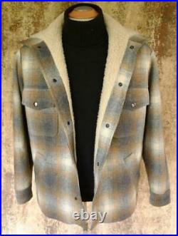 Vintage PENDLETON High Grade WESTERN WEAR SHERPA LINED WOOL BLANKET JACKET Coat