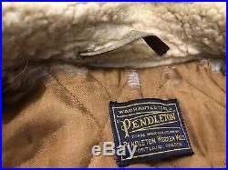 Vintage PENDLETON High Grade WESTERN WEAR WOOL COAT JACKET SHERPA LINED Plaid