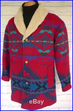 Vintage PENDLETON High Grade WESTERN Wear WOOL BLANKET Jacket COAT Shearling
