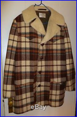 Vintage PENDLETON High Grade Western Wear Plaid Wool Coat, Size L