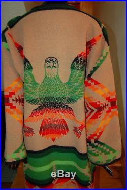 Vintage PENDLETON Western Wear NAVAJO Blanket SOUTHWEST Chief EAGLE Wool Coat L