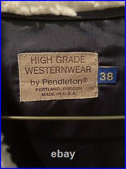 Vintage Pendleton High Grade Western Wear Blanket Wool Coat Jacket USA Sz 38