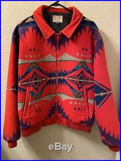 Vintage Pendleton High Grade Western Wear Mens Sz L Wool Jacket Coat Aztec USA