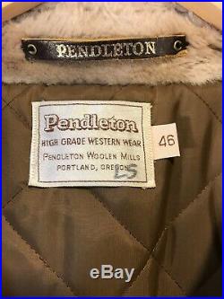 Vintage Pendleton High Grade Western Wear Wool Winter Coat Jacket Size 46