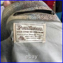 Vintage Pendleton Men's Plaid High Grade Western Wear Wool Coat Blue Gray Plaid