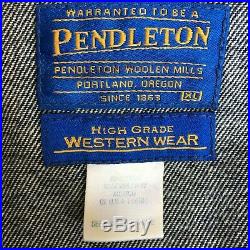 Vintage Pendleton Mens Denim Jacket Size XL Aztec Print Wool Inset Rodeo Western