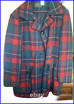 Vintage Pendleton Shadow Plaid Red Wool Blanket Coat USA Mens XXL XXLG Jacket