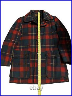 Vintage Pendleton Shadow Plaid Red Wool Blanket Coat USA Mens XXL XXLG Jacket