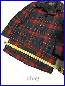 Vintage Pendleton Shadow Plaid Red Wool Blanket Coat USA Mens XXL XXLG Jacket